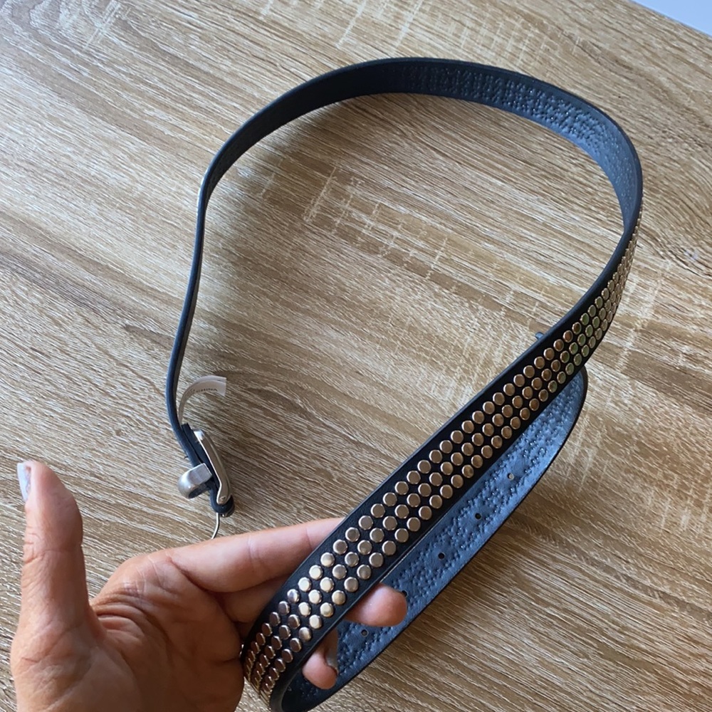 Beaded faux leather belt